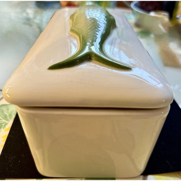 Villeroy & Boch Fish Cooker Canister Rectangle Lidded Container Green Fish - Picture 4 of 16